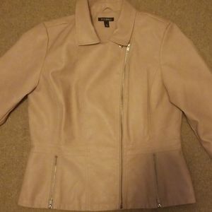 Roz&Ali lined pale pink vegan leather jacket